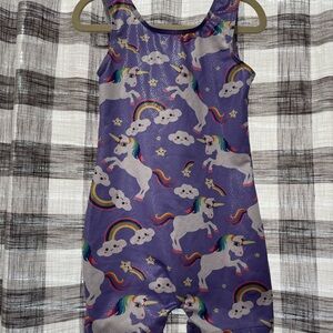 Purple Unicorn and Rainbow Kids' Leotard